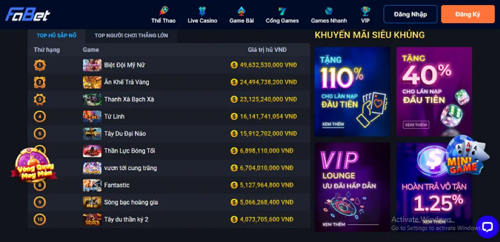 Giao diện trò chơi bắn cá 188cm login